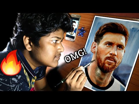 Messi Drawing Drawing Messi With Watercolour Lionel
