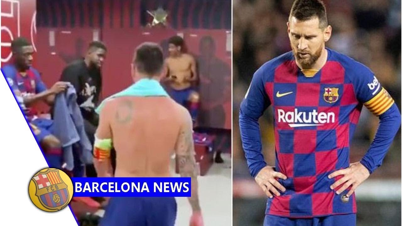 Inside Barcelona dressing room as Lionel Messi greeted by