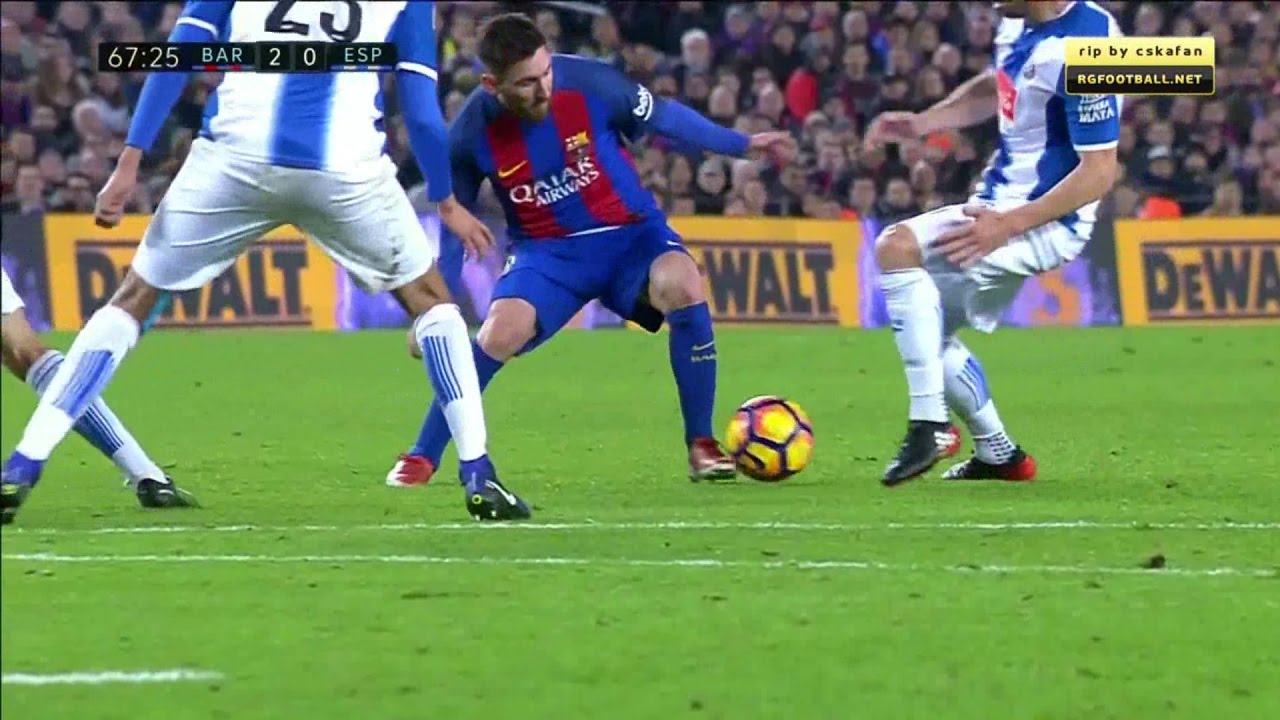 Lionel Messi crazy nutmeg and runs vs Espanyol HD