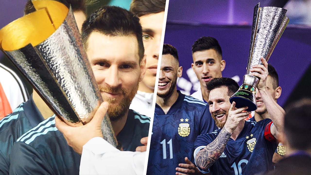 What strange trophy did Lionel Messi lift with Argentina? |