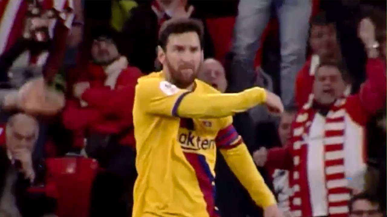 Lionel Messi gets angry at Ansu Fati during Athletic Bilbao