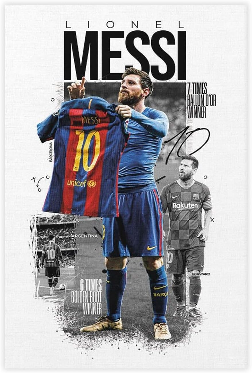 rsgfyc impression sur toile lionel messi, affiche leo messi, 500ème but de messi, décoration murale pour salon, chambre à coucher, 30 x 45 cm