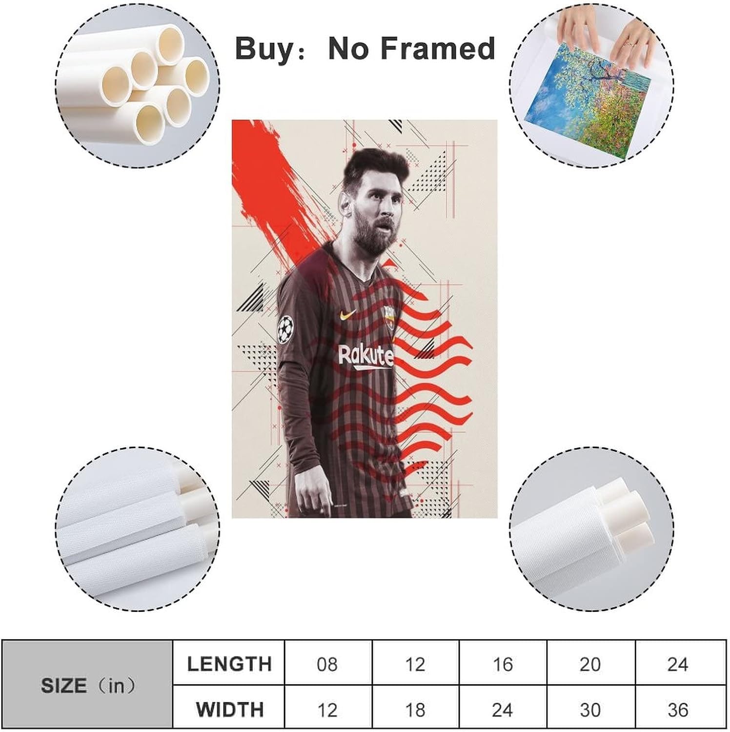 affiche décorative sur toile de joueur de football leo messi, décoration murale pour salon, chambre à coucher, 40 x 60 cm