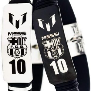 lorh store lot de 2 bracelets de football lionel messi neymar avec logo du club inspirant réglable en acier inoxydable et silicone (lionel messi)