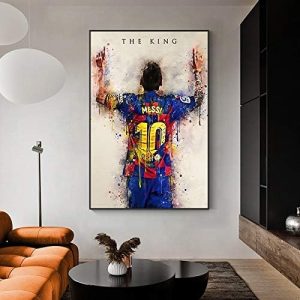 graffiti abstrait football sport football star player king fc barcelone lionel messi toile peinture mur art affiche fans chambre salon décor À la maison