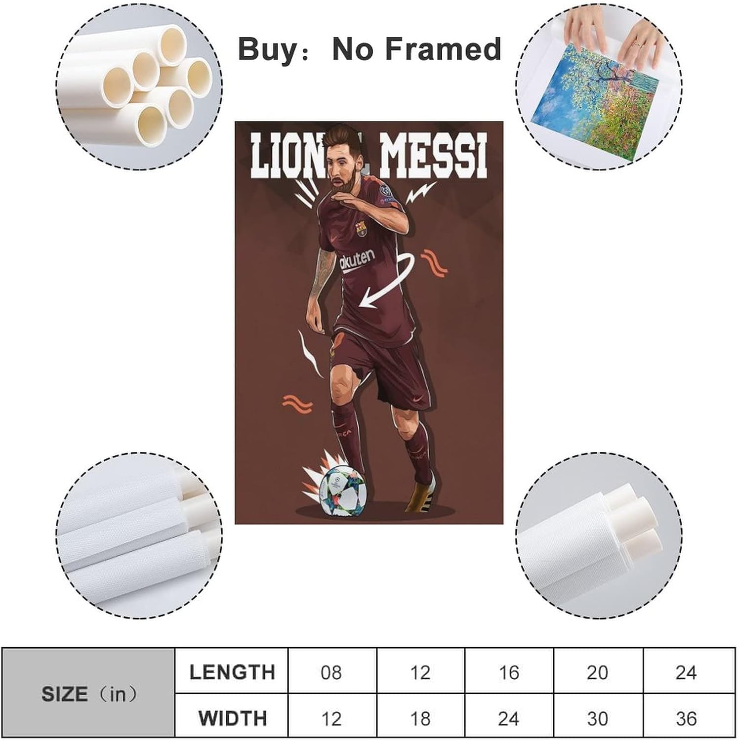 impression sur toile de football leo messi (2) décoration murale rétro pour maison, chambre à coucher, salon 50 x 75 cm