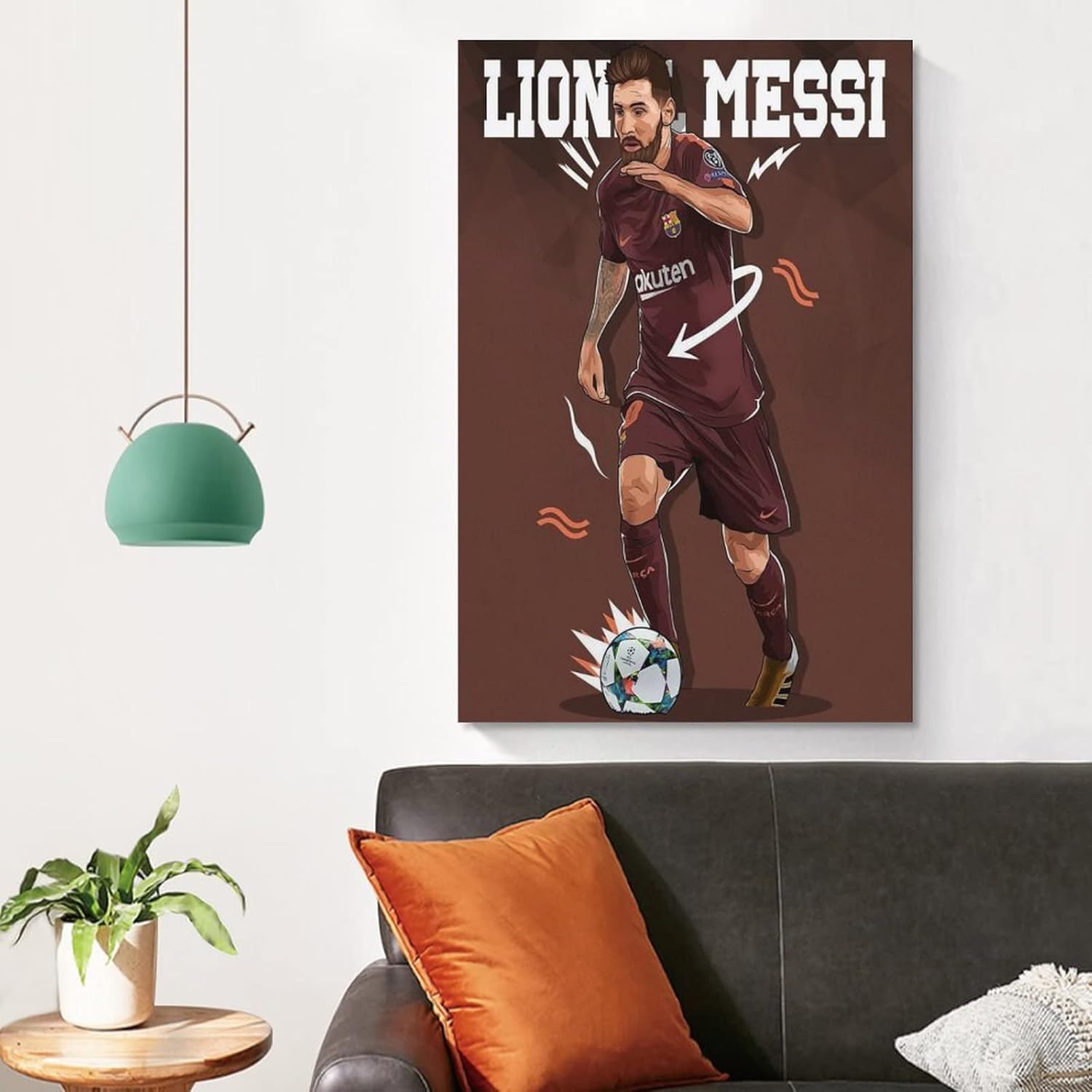 impression sur toile de football leo messi (2) décoration murale rétro pour maison, chambre à coucher, salon 50 x 75 cm