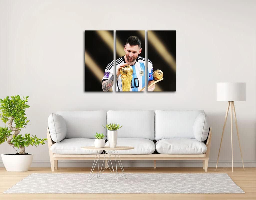 dkorarte cuadros 27402 photo baby foot moderne Équipe d'argentine, champion du monde, ballon d'or lionel messi, 97 x 62 cm