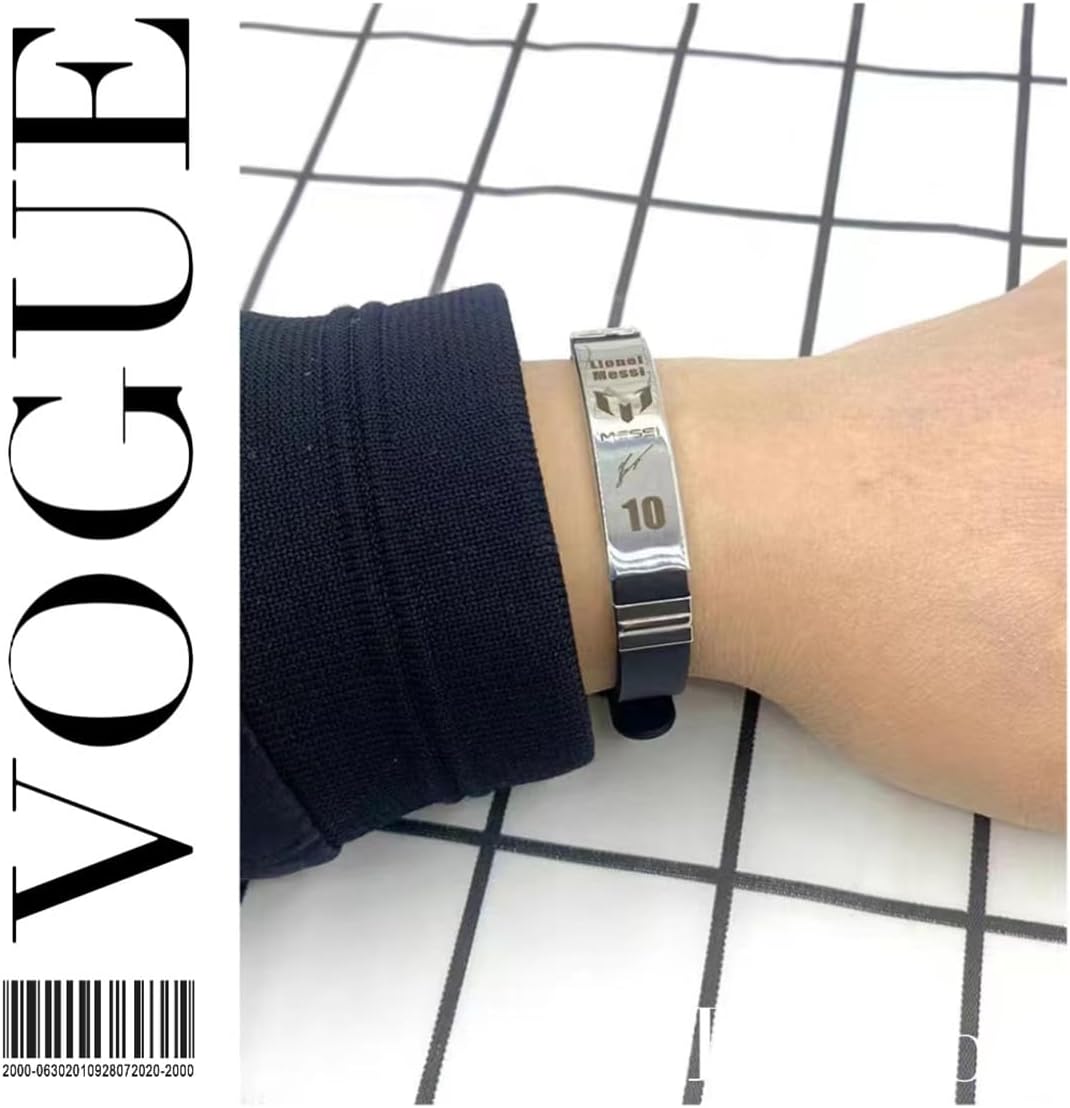 bracelet en silicone en acier inoxydable gaueiour messi10 pour fan de football