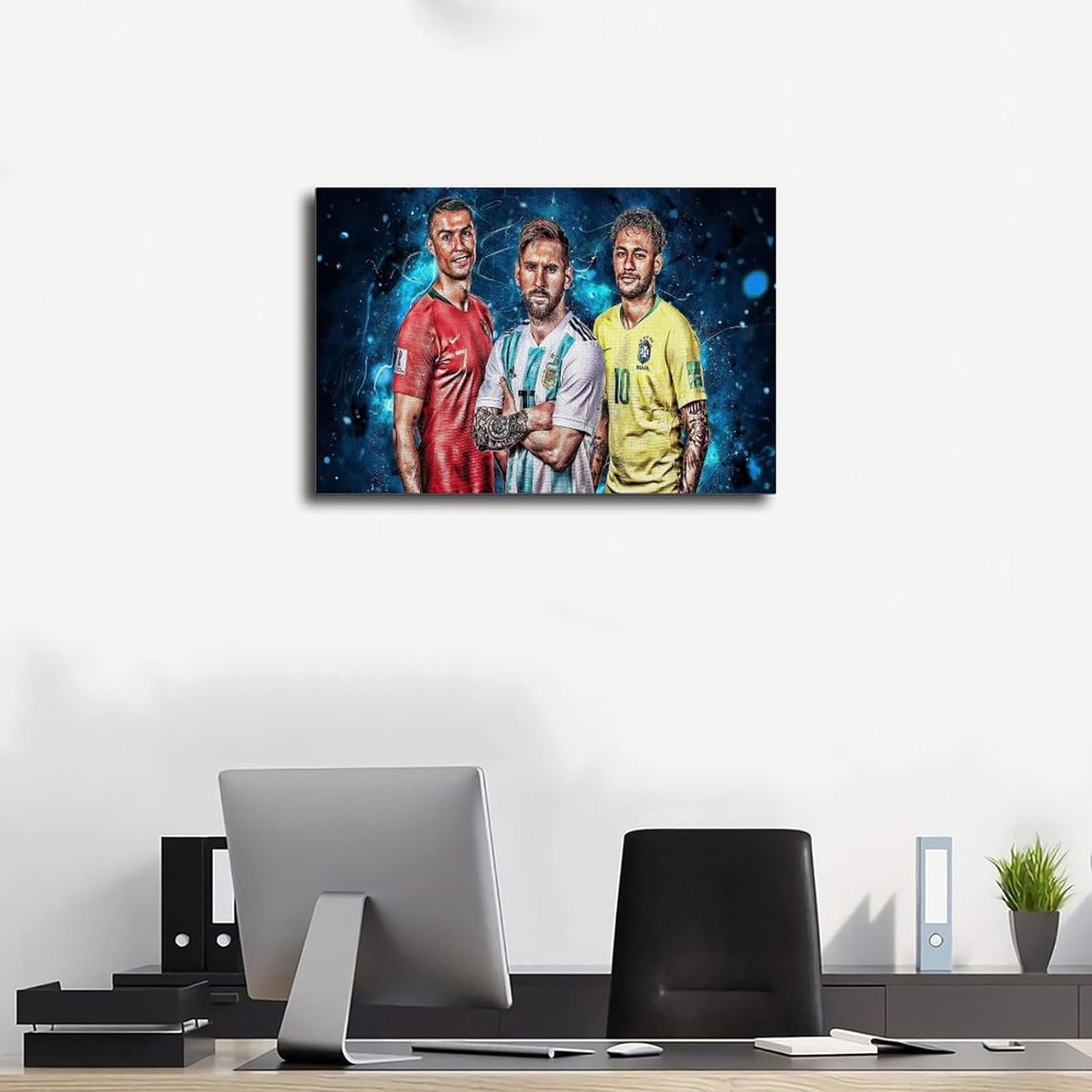 rsgfyc poster sur toile lionel messi – cristiano ronaldo, joueur de football lionel messi – décoration d'intérieur pour chambre, bureau, chambre, cadeau (30 x 45 cm)