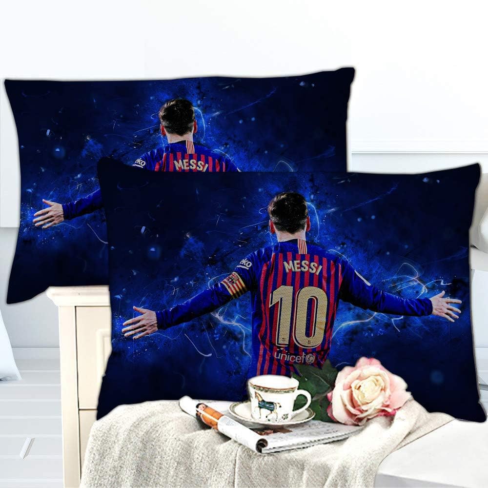 ste x parure de lit simple avec housse rigide en microfibre et oreillers lionel messi parure de lit pour enfants (220 x 240 cm, style 04)