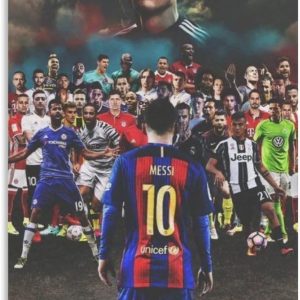 lionel messi poster sur toile – décoration murale à suspendre – décoration d'intérieur – 30 x 45 cm