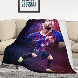 fngeen lionel messi fc barcelone housse de couette en flanelle douce et moelleuse 152 x 203 cm