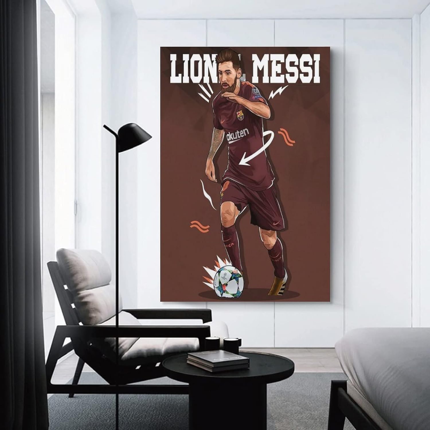 impression sur toile de football leo messi (2) décoration murale rétro pour maison, chambre à coucher, salon 50 x 75 cm