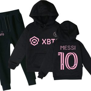 generic maillot de football pour enfants in ter mia mi #10 me ssi ensemble sweat à capuche et pantalon de survêtement pour garçons cadeau de football pour garçons
