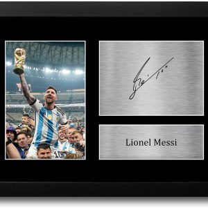hwc trading fr a4 lionel messi argentine photo dédicacée imprimée cadeaux pour les fans et supporters de football – a4 encadré