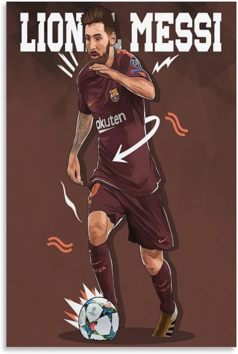 impression sur toile de football leo messi (2) décoration murale rétro pour maison, chambre à coucher, salon 50 x 75 cm