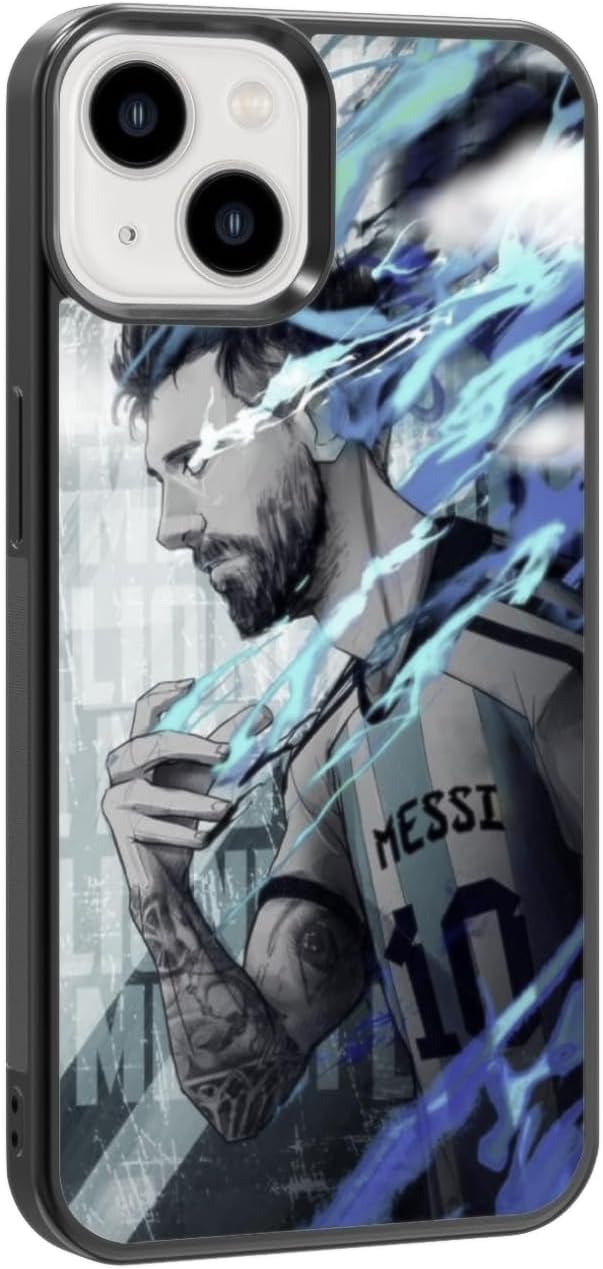 coque ezb messi compatible avec iphone | thème de football cool absorbant les chocs flexible | lionel messi (iphone 13 pro) bleu