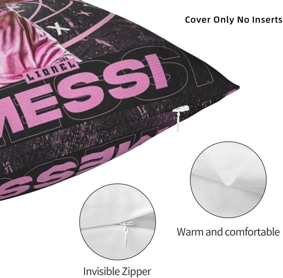 the beach stop housse de coussin lionel messi sports hero idée cadeau pour hommes, femmes, garçons et filles 45 x 45 cm rose