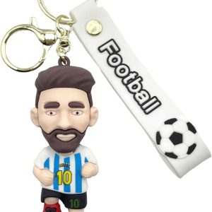 autozoco porte clés messi, porte clés messi football, porte clés lionel messi, merchandising messi, porte clés sport, souvenir messi, 8,5 cm, silicone, bleu