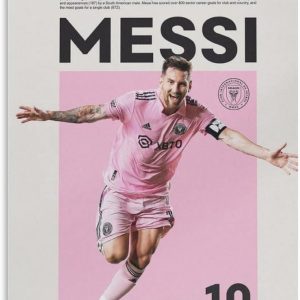 lot de 30 affiches entre miami lionel messi et lionel messi cadeau de joueur de football argentin impression sur toile décoration murale pour salon, chambre à coucher 30,5 x 45,7 cm