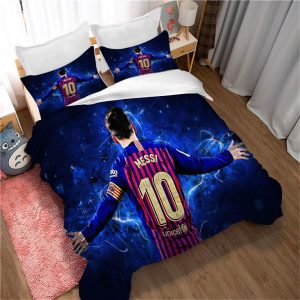 ste x parure de lit simple avec housse rigide en microfibre et oreillers lionel messi parure de lit pour enfants (220 x 240 cm, style 04)