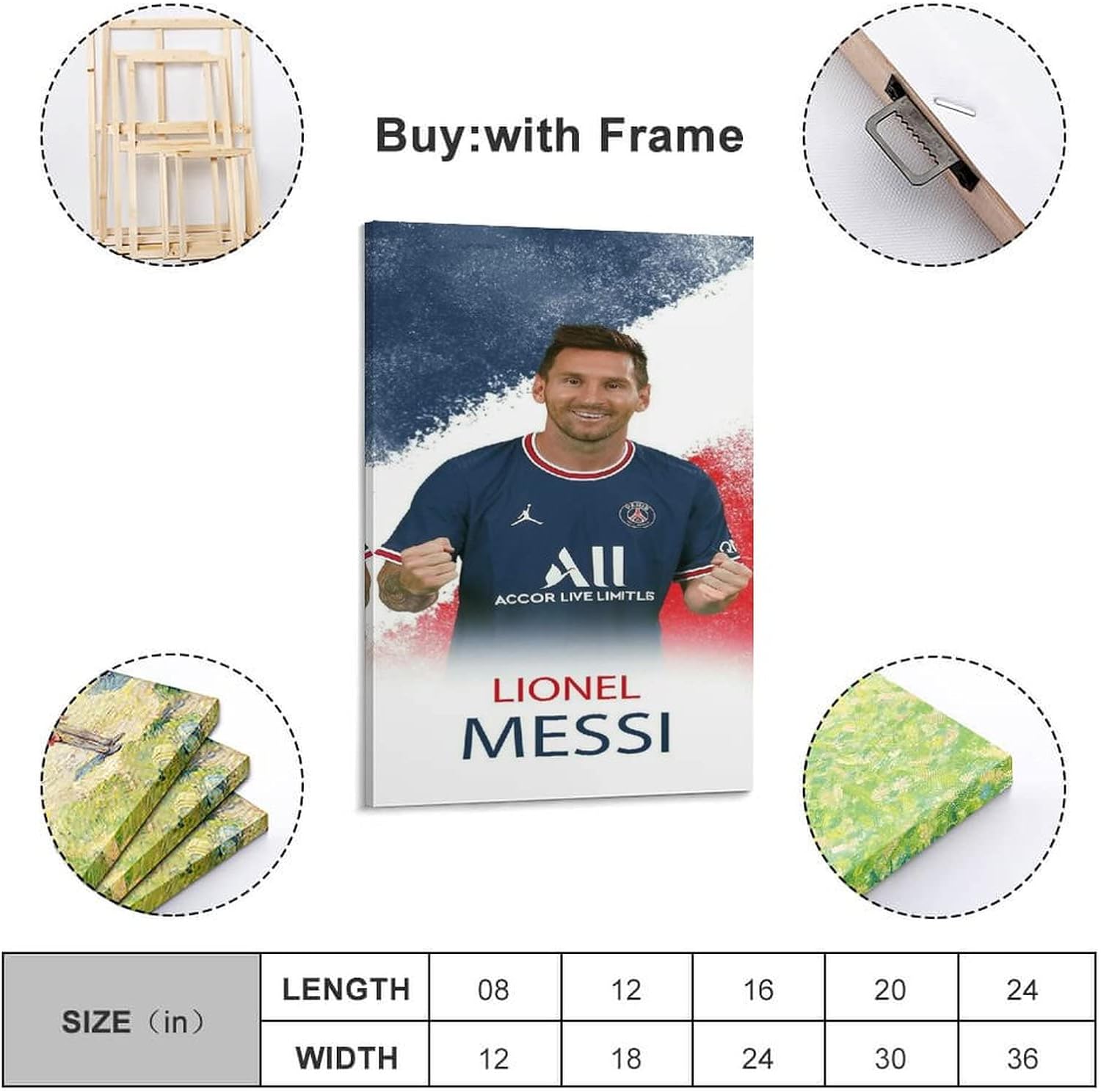 impression sur toile de joueur de football leo messi, décoration murale rétro pour la maison, la chambre à coucher, le salon, 20 x 30 cm