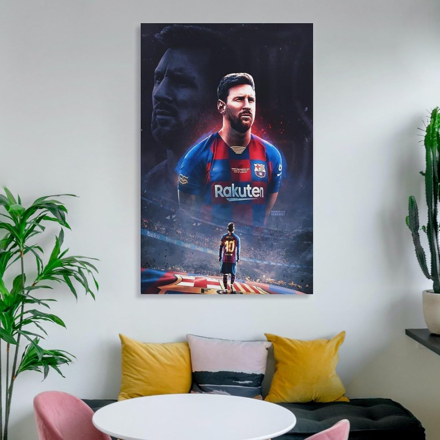 affiche sur toile lionel messi joueur de football argentin (60 x 90 cm)