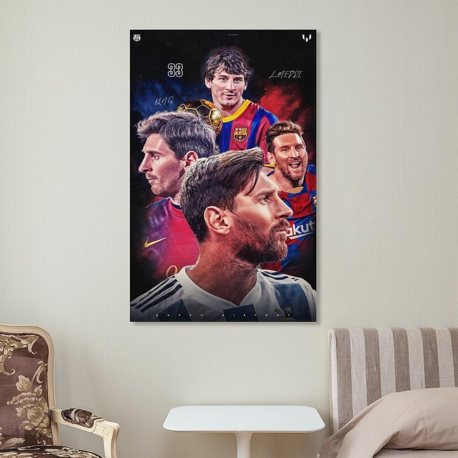 jopjdksn affiche décorative sur toile leo messi pour salon, salle de classe, salle de sport, 50 x 75 cm