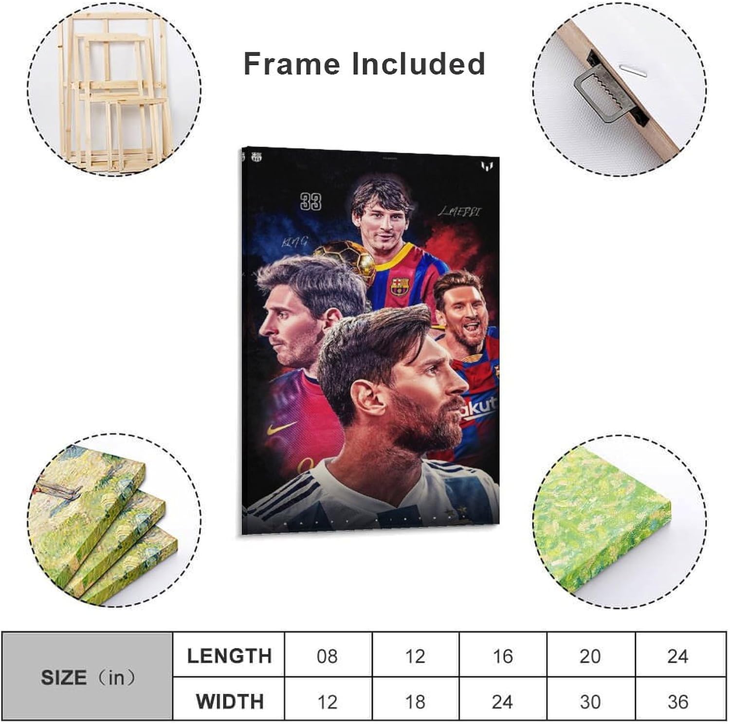 jopjdksn affiche décorative sur toile leo messi pour salon, salle de classe, salle de sport, 50 x 75 cm