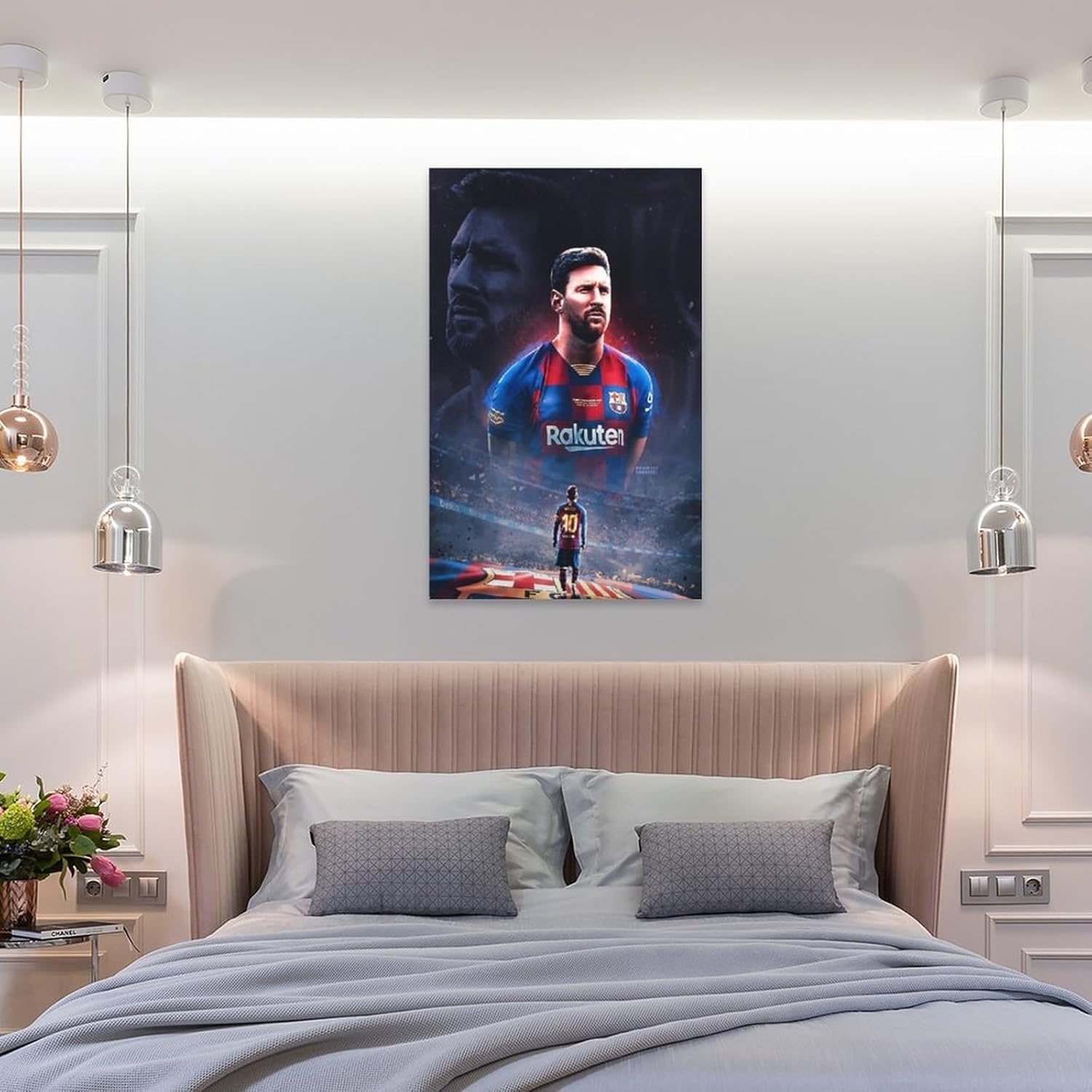 affiche sur toile lionel messi joueur de football argentin (60 x 90 cm)