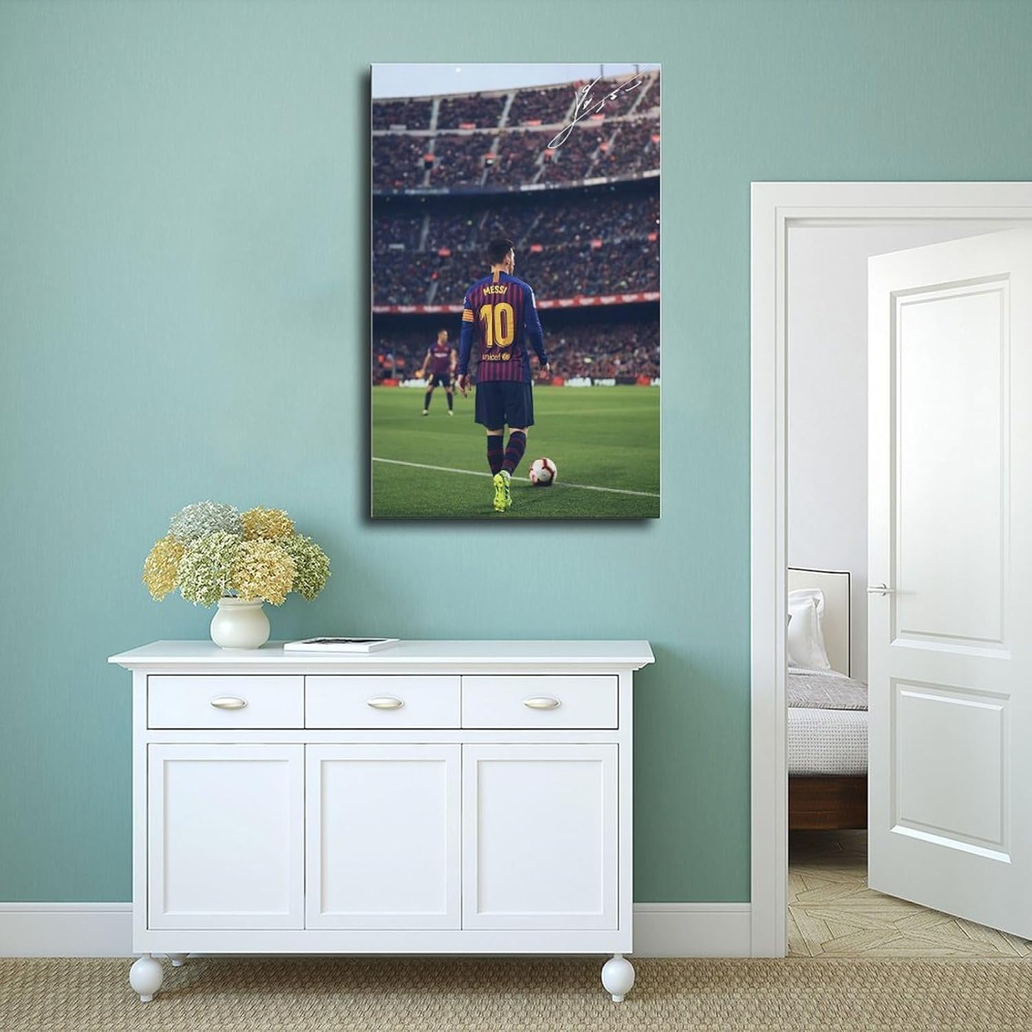 rsgfyc lionel messi poster sur toile signé lionel messi pour chambre à coucher, bureau, décoration cadeau 20 x 30 cm