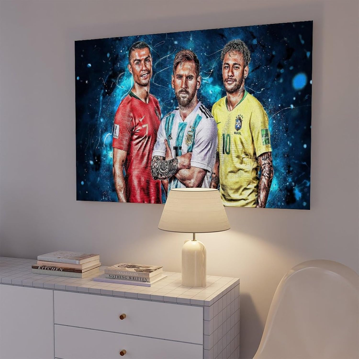 rsgfyc poster sur toile lionel messi – cristiano ronaldo, joueur de football lionel messi – décoration d'intérieur pour chambre, bureau, chambre, cadeau (30 x 45 cm)
