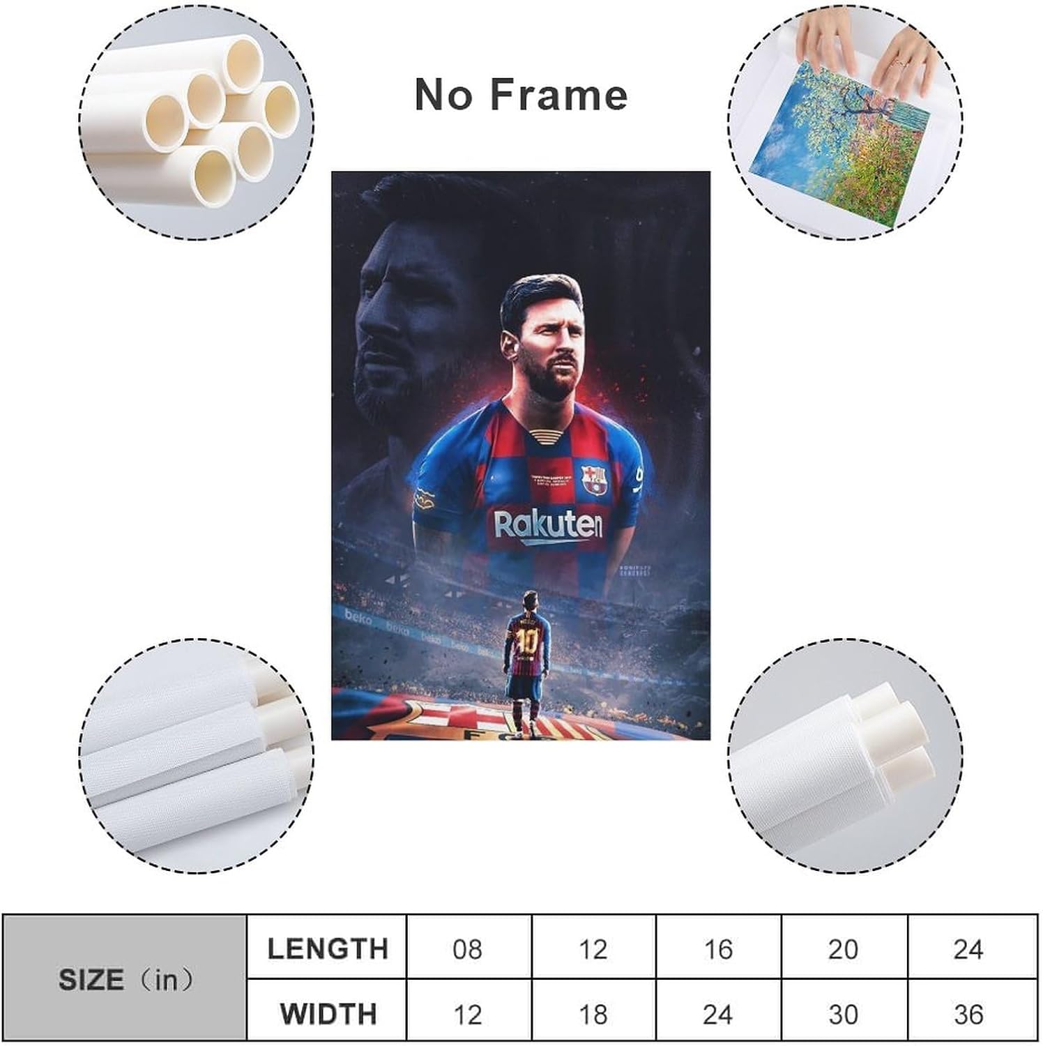 affiche sur toile lionel messi joueur de football argentin (60 x 90 cm)