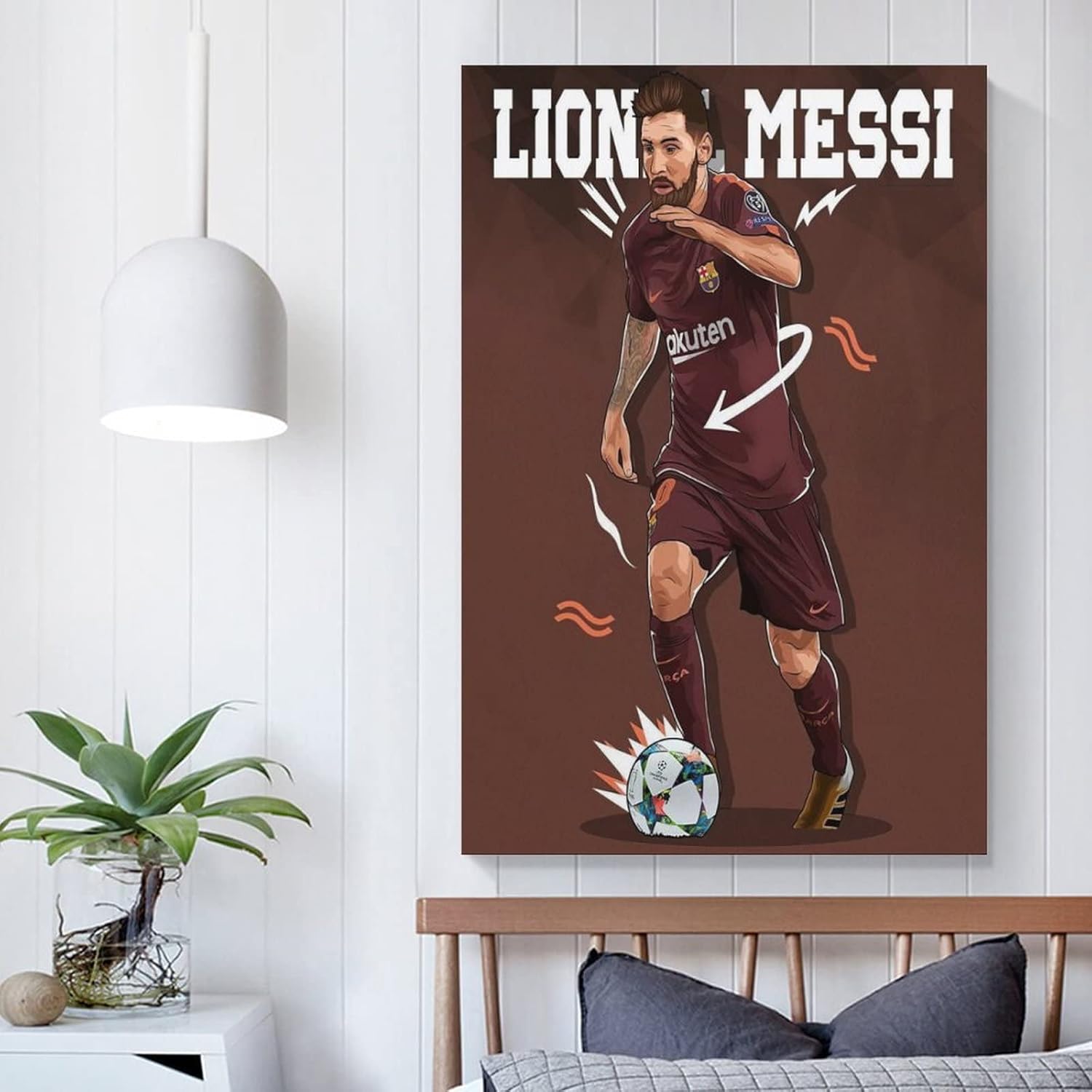 impression sur toile de football leo messi (2) décoration murale rétro pour maison, chambre à coucher, salon 50 x 75 cm