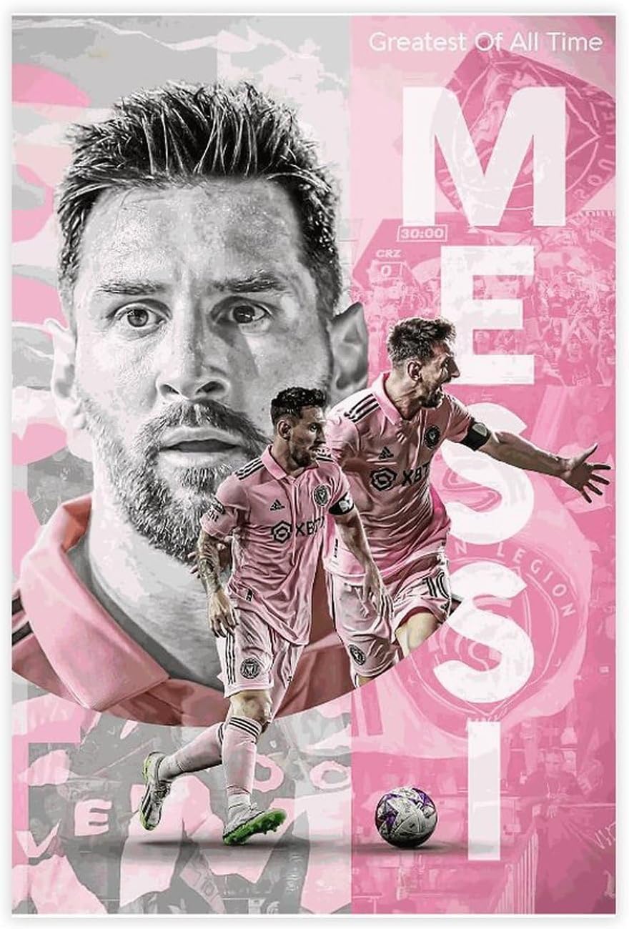 affiche de sport 53 étoiles lionel messi, peinture sur toile pour chambre à coucher, bureau, décoration, cadeau, sans cadre, 30x45 cm