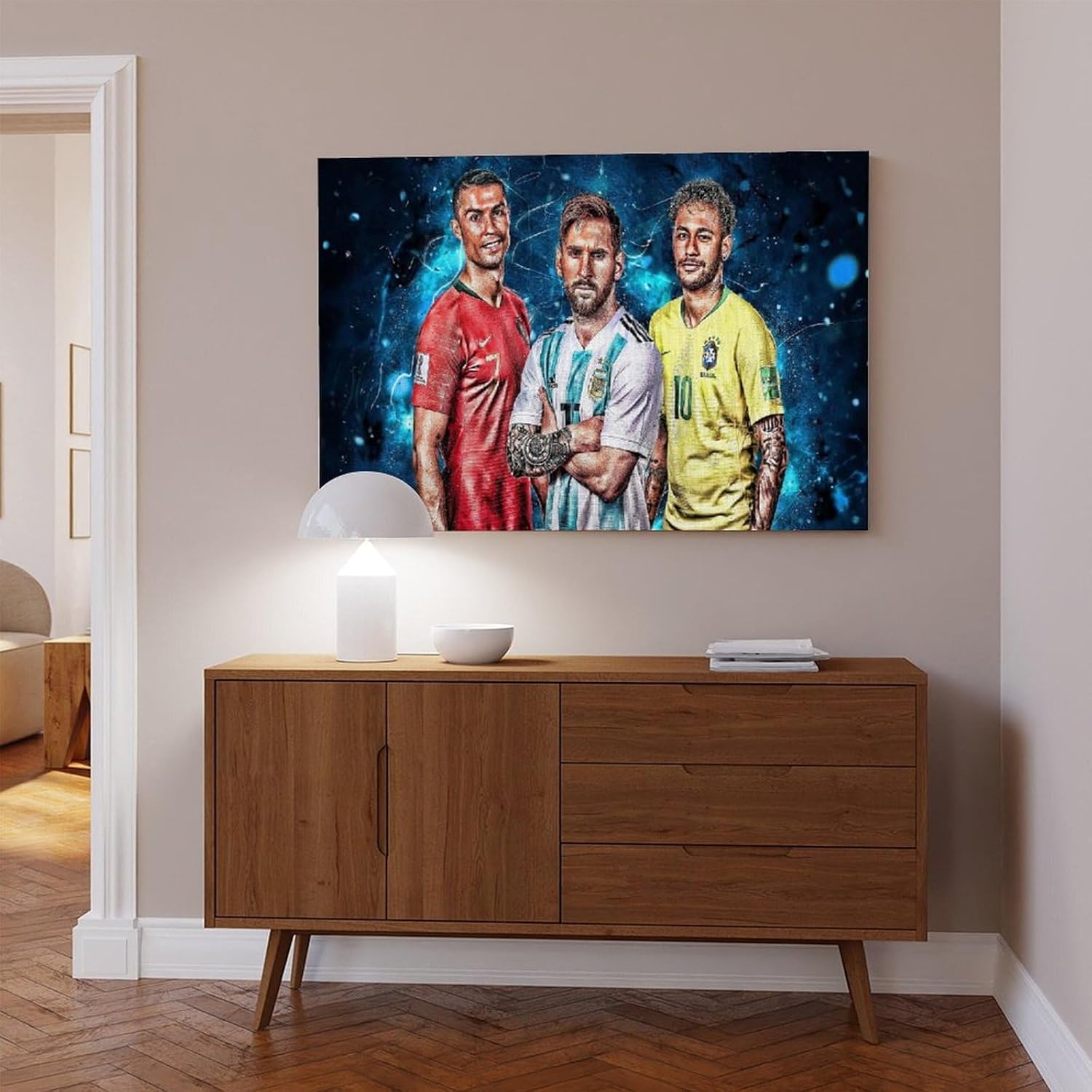 rsgfyc poster sur toile lionel messi – cristiano ronaldo, joueur de football lionel messi – décoration d'intérieur pour chambre, bureau, chambre, cadeau (30 x 45 cm)