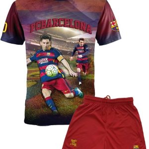 ensemble maillot + short fc barcelone barça lionel messi collection officielle taille enfant garçon