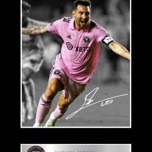 lionel messi inter miami photo encadrée signée pré imprimée 10 x 8