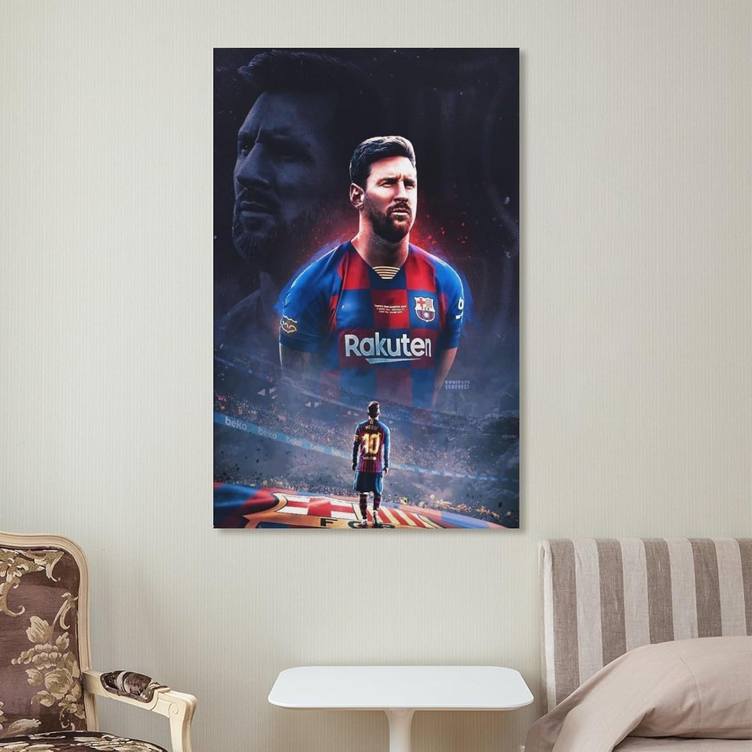 affiche sur toile lionel messi joueur de football argentin (60 x 90 cm)