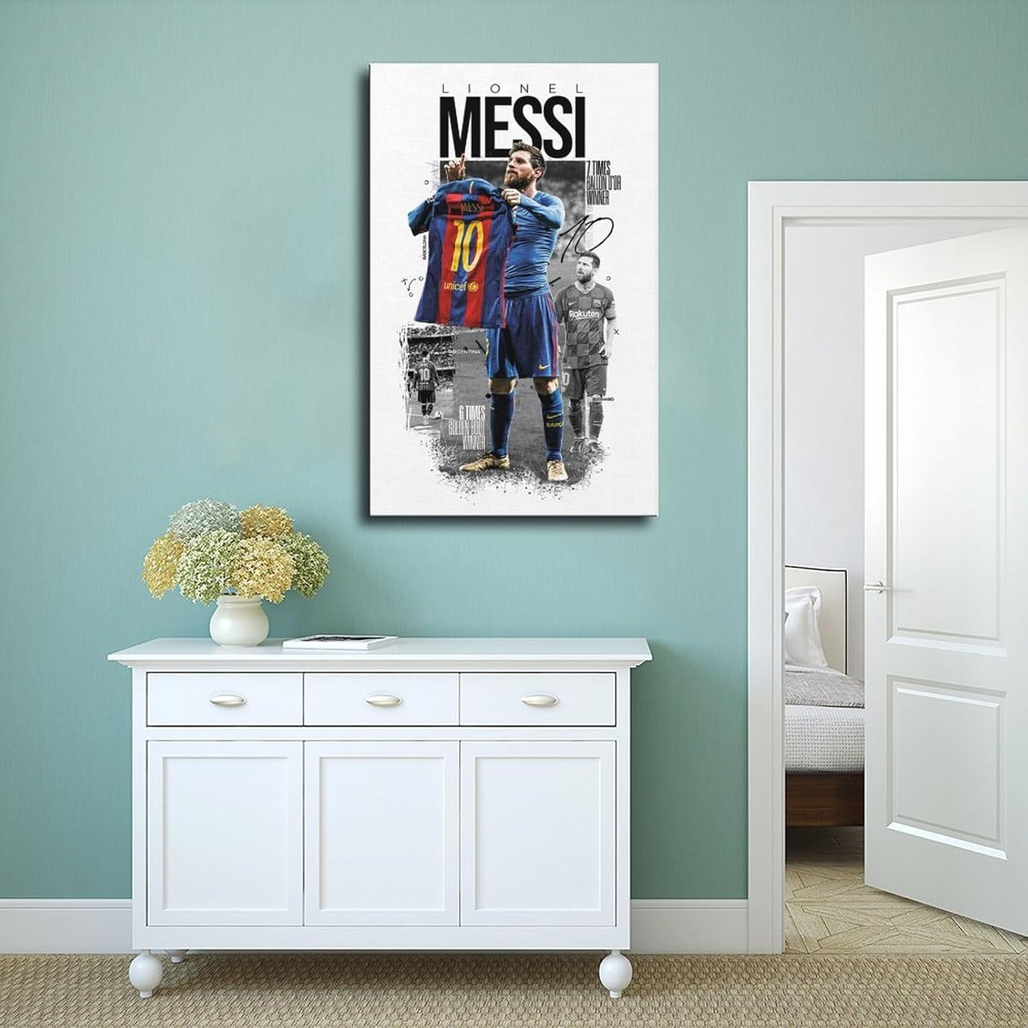 rsgfyc impression sur toile lionel messi, affiche leo messi, affiche du 500e but de messi, chambre, bureau, chambre, cadeau, 20 x 30 cm