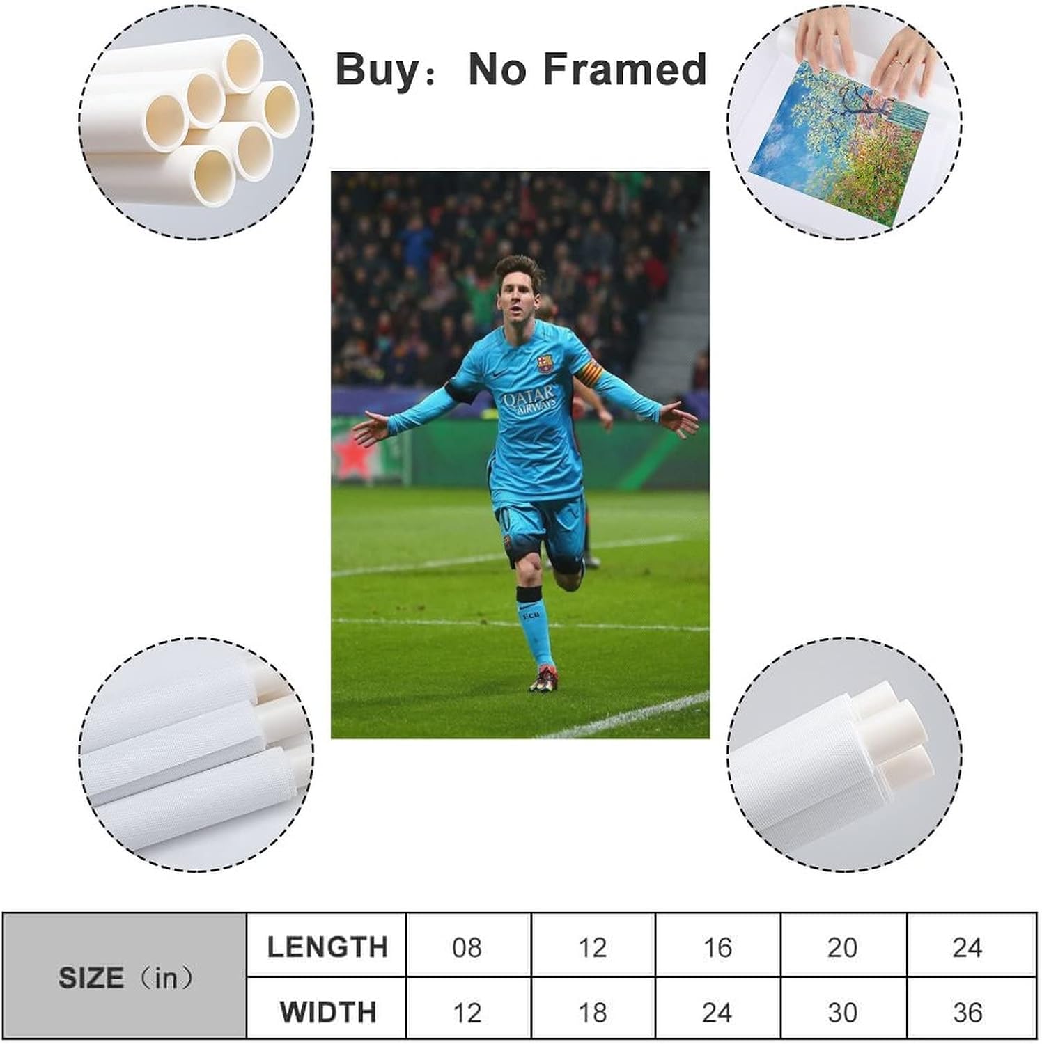 bybali lionel messi leo messi poster décoratif sur toile pour salon, chambre à coucher, 50 x 75 cm