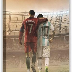 fklzebxv poster mural sur toile leo messi et cristiano ronaldo pour décoration de salon, chambre à coucher, style encadré 60 x 90 cm