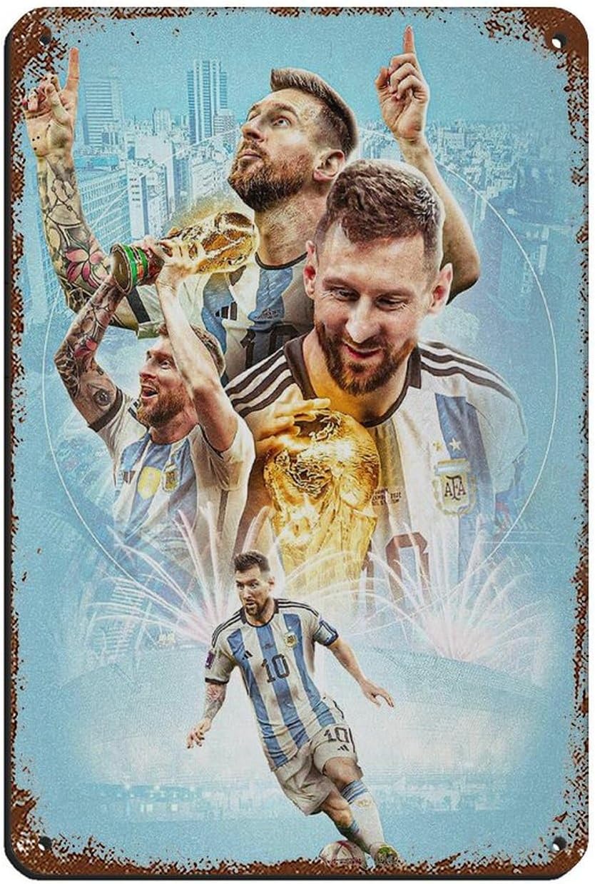 poster métal vintage lionel messi décoration murale 20 x 30 cm