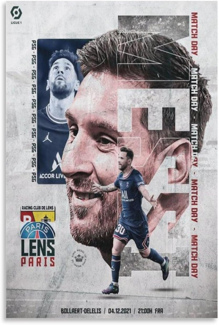jopjdksn leo messi lens paris impressions sur toile vintage art mural décoratif pour salon salle de classe salle de sport 60x90 cm