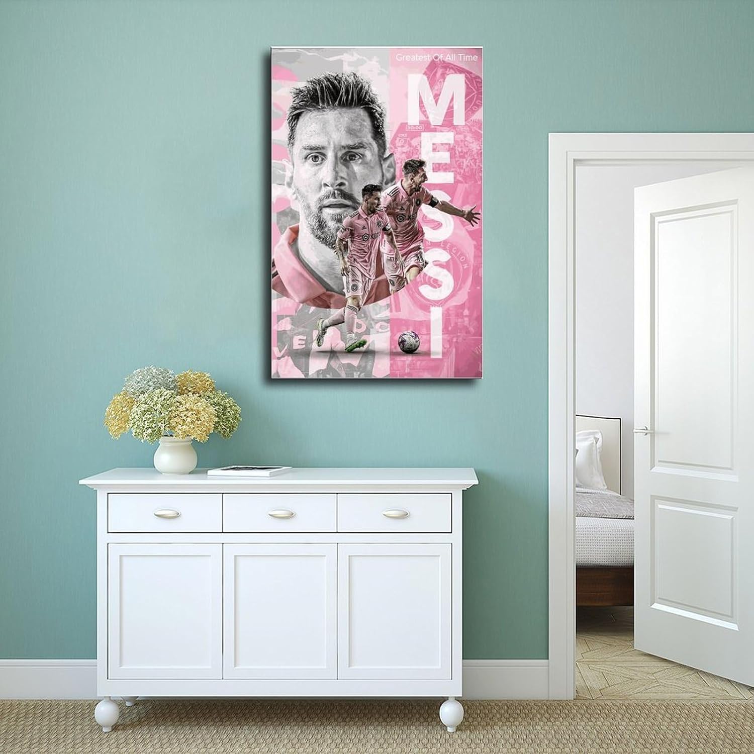 affiche de sport 53 étoiles lionel messi, peinture sur toile pour chambre à coucher, bureau, décoration, cadeau, sans cadre, 30x45 cm