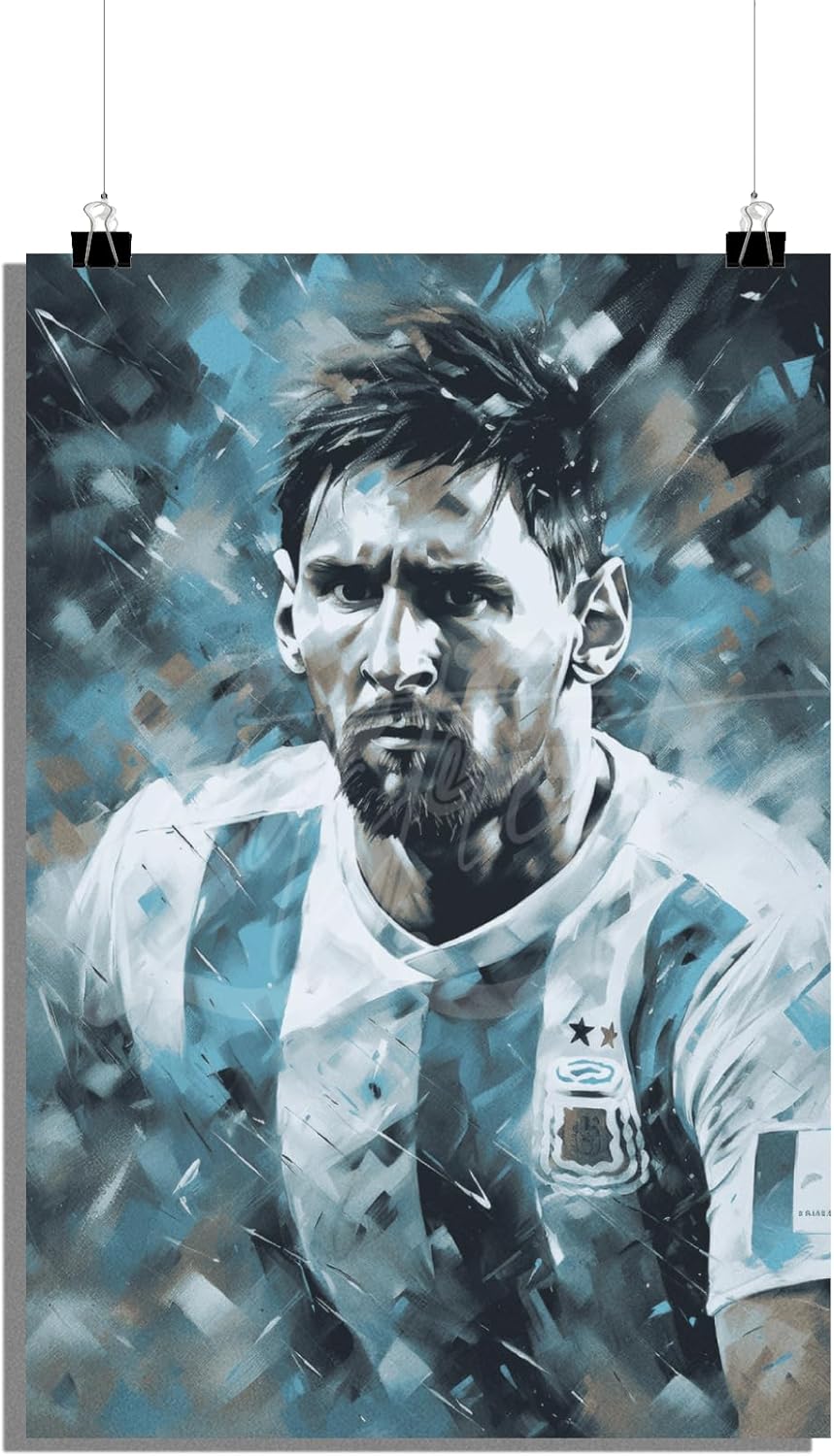 25 artstreet lionel messi poster – portrait de superstar du football – décoration murale de football – fc barcelone – souvenirs de messi – poster de légende du football (taille : 61 x 91)