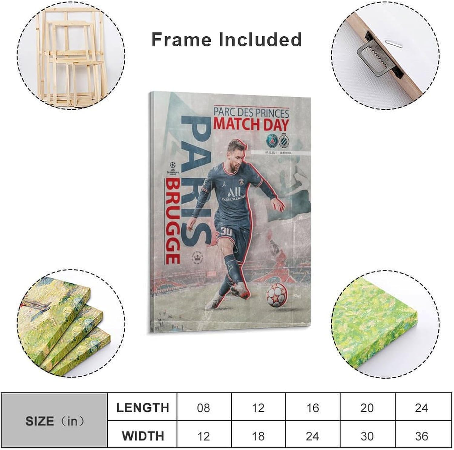 jopjdksn leo messi match day affiche murale vintage décorative sur toile pour salon, salle de classe, salle de sport 50 x 75 cm