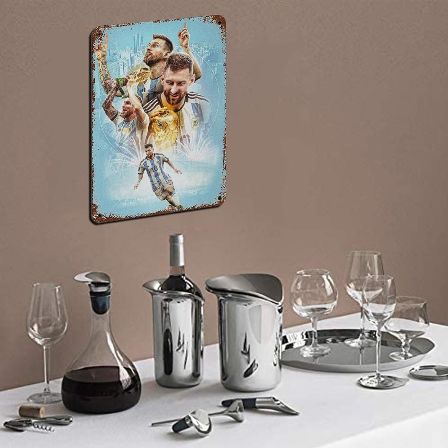poster métal vintage lionel messi décoration murale 20 x 30 cm