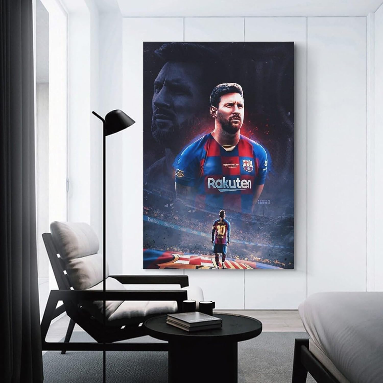 affiche sur toile lionel messi joueur de football argentin (60 x 90 cm)